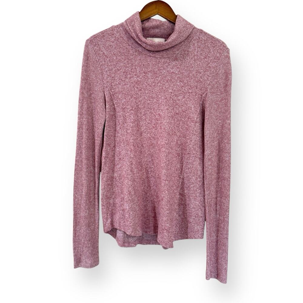Anthropologie Saturday Sunday Brushed Fleece Turtleneck Sweater Pink Womens M - Picture 3 of 10